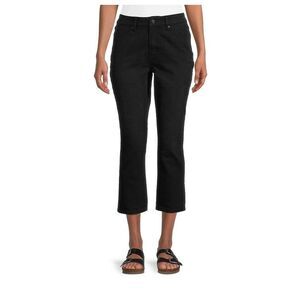 Time & Tru Straight Crop Jean High Waist Washed Black Denim Women's Size 14 New